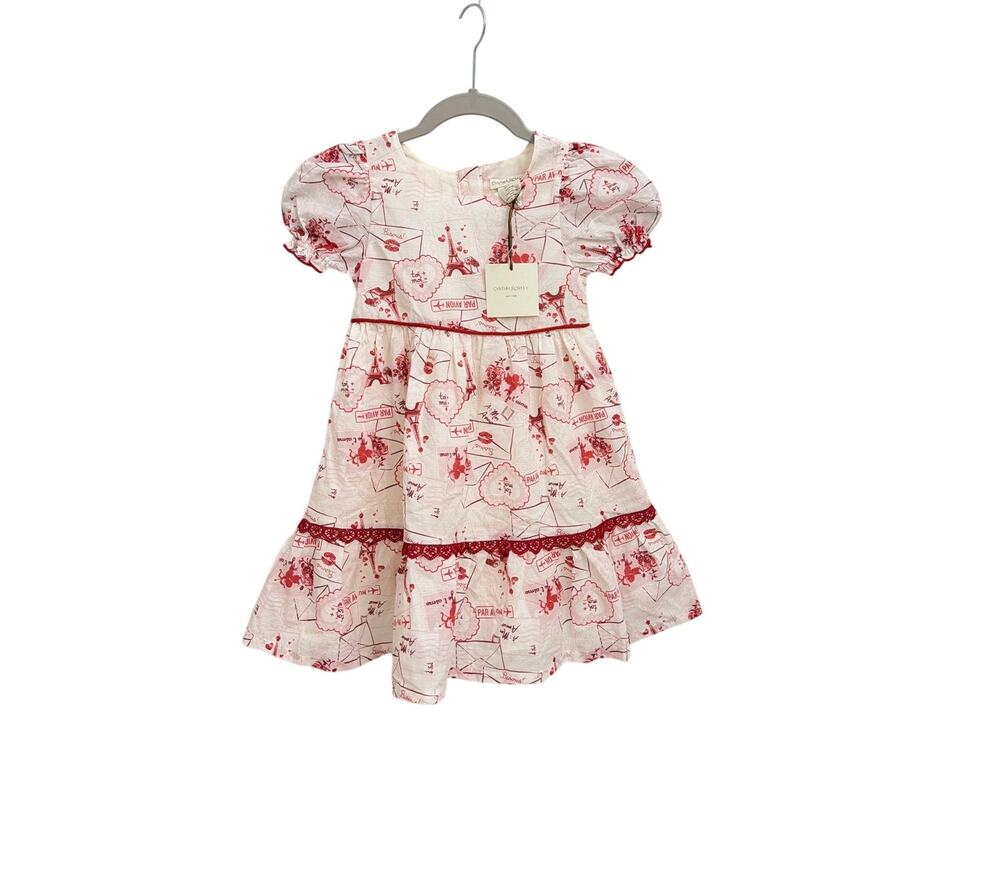 NWT Cynthia Rowley Valentine Cupid Eifel Tower Tiered Ruffle Girl 6 Dress
